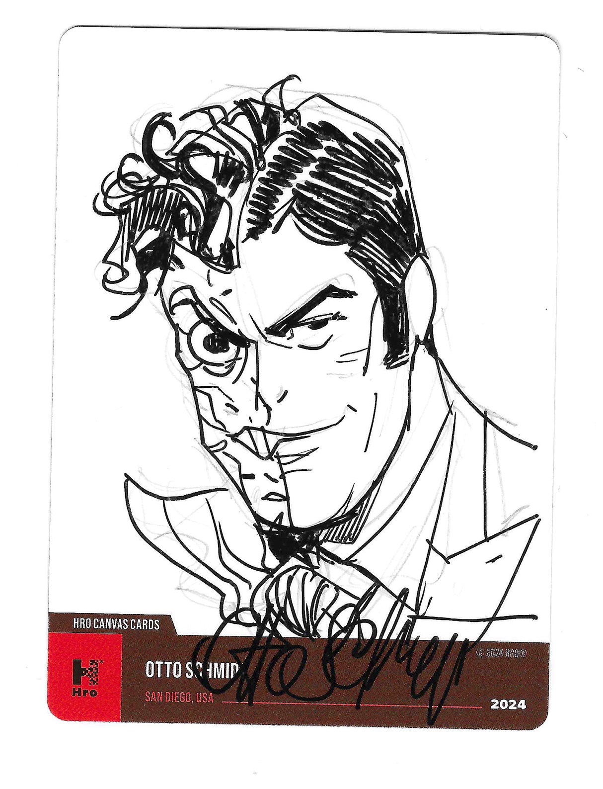 SOLD: Two Face (Harvey Dent) - HRO Sketch Card - Signed by Otto Schmidt